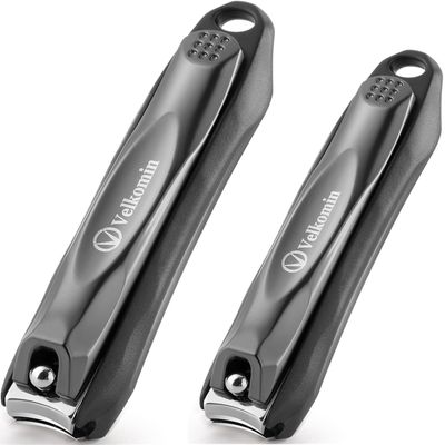 2pcs Nail Clippers Set with Catcher, Ultra Sharp &amp; Durable Fingernail Toenail Clipper Cutter Trimmer for Men Women Senior, 18-Month Replacement Warranty