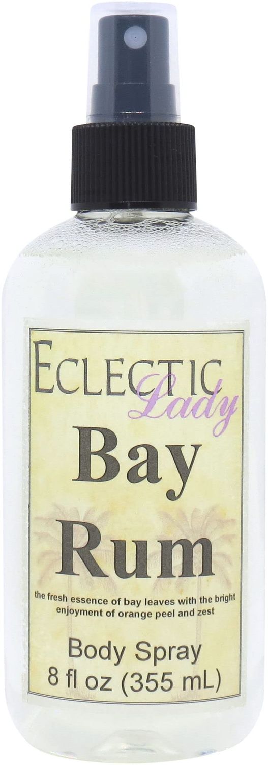 Bay Rum Body Spray, 8 ounces, By Eclectic Lady, Body Mist for Women with Clean, Light &amp; Gentle Fragrance, Cologne with Soft, Subtle Aroma For Daily Use