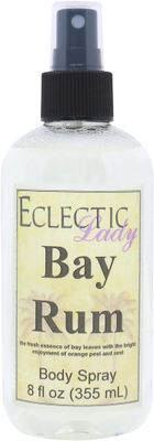 Bay Rum Body Spray, 8 ounces, By Eclectic Lady, Body Mist for Women with Clean, Light &amp; Gentle Fragrance, Cologne with Soft, Subtle Aroma For Daily Use
