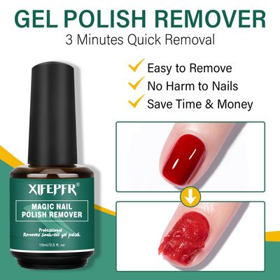 XIFEPFR Gel Nail Polish Remover & Cuticle Remover Kit, Gel Polish Remover with Liquid Latex, Cuticle Remover Cream and Oil, Manicure Tools, Gel Remover for Nails in 2-5 mins