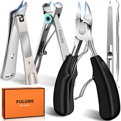Toenail Clippers for Thick Toenails for Seniors, Slanted Curved Ingrown Toe Nail Clippers for Men Heavy Duty Large Toe Nail Clippers Thick Nails for Seniors with Wide Opening Nail Cutter for Adult
