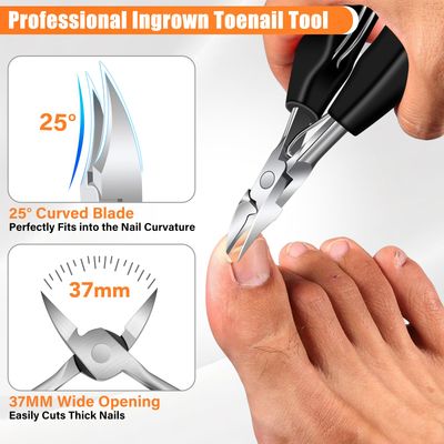 Toenail Clippers for Thick Toenails for Seniors, Slanted Curved Ingrown Toe Nail Clippers for Men Heavy Duty Large Toe Nail Clippers Thick Nails for Seniors with Wide Opening Nail Cutter for Adult