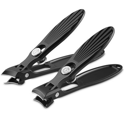 HAWATOUR Nail Clippers Set for Thick Nails and Ingrown Toenails, 6mm Wide Jaw Opening Heavy Duty Nail Clippers with Catcher, Ultra Sharp No Splash Nail Clippers (Black)