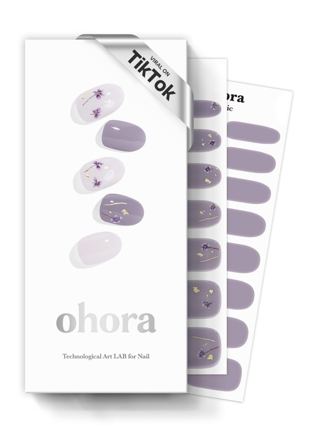 ohora Semi Cured Gel Nail Strips (N Dancing Flower) - White Works with Any UV/LED Lamps, Salon-Quality, Long Lasting, Easy to Apply &amp; Remove - Includes 2 Prep Pads, Nail File &amp; Wooden Stick