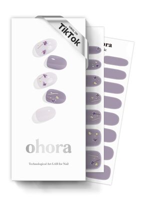 ohora Semi Cured Gel Nail Strips (N Dancing Flower) - White Works with Any UV/LED Lamps, Salon-Quality, Long Lasting, Easy to Apply &amp; Remove - Includes 2 Prep Pads, Nail File &amp; Wooden Stick