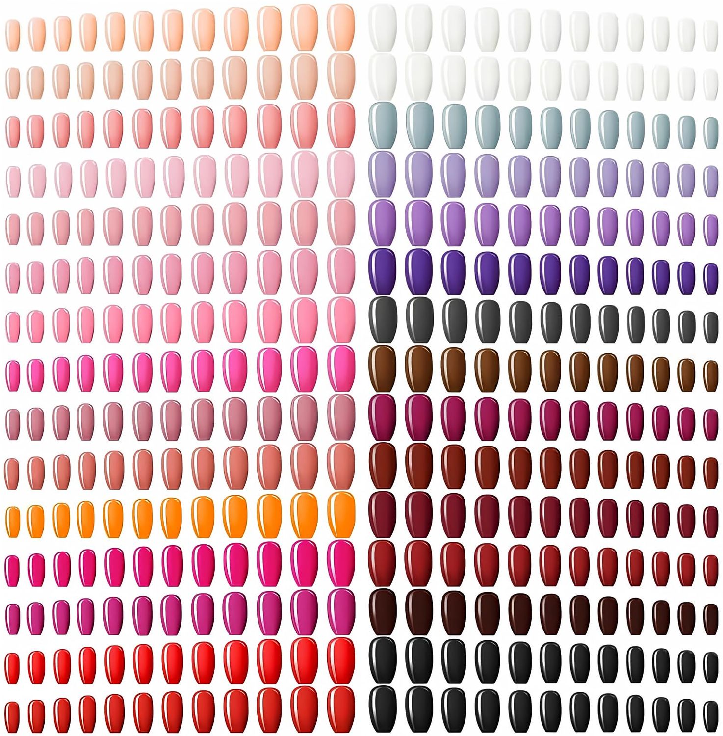 Maitys 720 Pieces 30 Sets Medium Square False Nails Artificial Ballerina Glossy Press on Nails Solid Color Coffin Fingernail for Women Girls Accessories(Warm Colors)