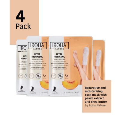 IROHA NATURE - Foot Peel Mask with Peach Extract - Pack of 4 Pairs