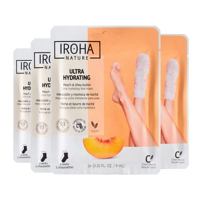 IROHA NATURE - Foot Peel Mask with Peach Extract - Pack of 4 Pairs