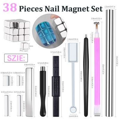 JFIYUOMCI 38Pcs Nail Magnet Set Cat Eye Gel Nail Polish Cat Eye Magnet for Nails 3D Magnetic Cat Eye Gel Polish Nail Art Cat Eye Magnets Sticks Nail Design Tools Nail Art Accessories