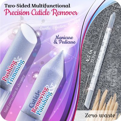 GLADZY Glass Cuticle Pusher Tool - Manicure Stick, Crystal Glass Cuticle Remover, Callous and Dry Skin Fingertip File, Nail Shaper, Professional Nail Care, Ethically Made in Czech Republic