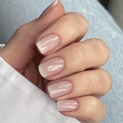 ORZOLATENT Square Glossy Press-On Nails Kit, 24 Pieces with Nail Glue, Stick, Alcohol Wipe, and File, Natural Nude Color, Long-Lasting and Easy to Apply for Women
