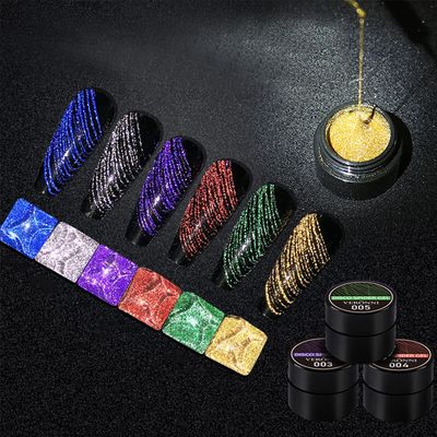VERONNI Reflective Glitter Spider Gel, 6 Colors Line Polish for Wire Drawing UV/LED Glitter Nai Disco Pulling Line Silk Painting Drawing Gel Salon &amp; DIY Manicure Liner Nail Art