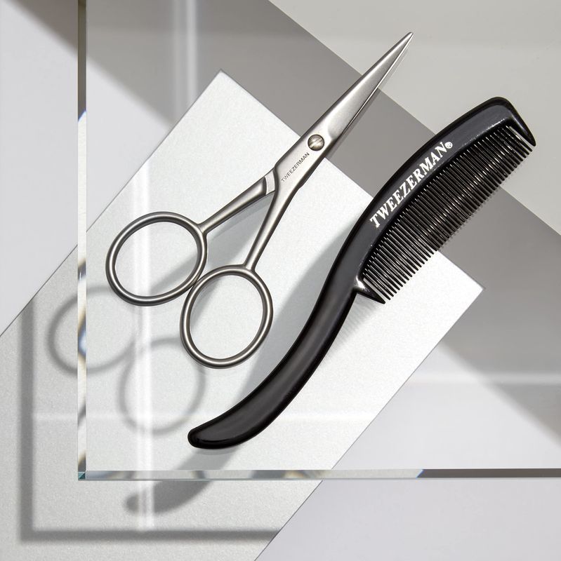 Tweezerman G.E.A.R. Moustache Scissors and Comb Model No. 72031-MG, Black