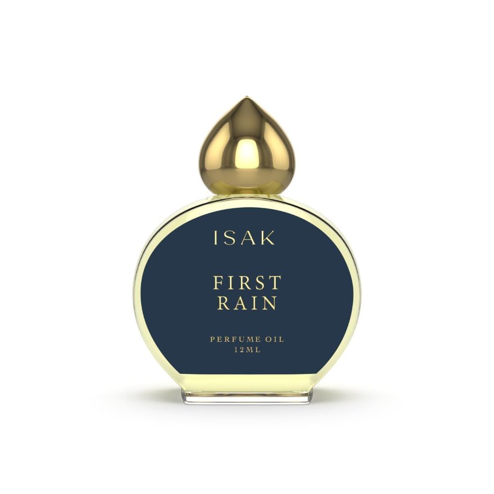 ISAK Premium Attar First Rain 12ML Roll-On Perfume Oil, 100 Natural Long-Lasting Petrichor, Warm Amber, Cedarwood Fragrance, Unisex Alcohol-Free Attar, Travel-Friendly (0.4 Fl Oz)