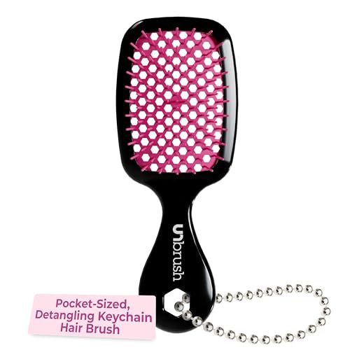 FHI Heat UNbrush Super Mini Hair Brush Keychain - Collectible Miniature Charm for Bags and Keys - Accessory for Beauty Lovers - (Cherry Blossom)
