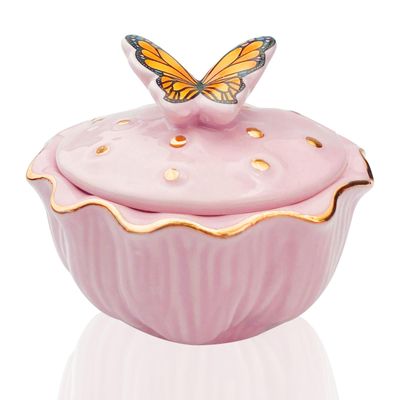 Honey Joy Dappen Dish for Monomer Butterfly Ceramic Monomer Dish for Monomer Acrylic Nail Liquid Porcelain Anti-volatilization Monomer Bottle (NAPB062-Pink)