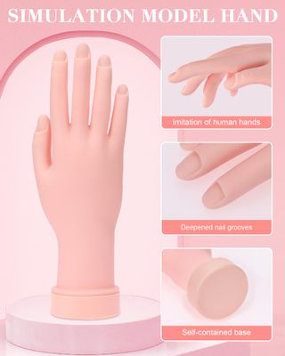 Practice Hand for Acrylic Nails Soft Touch Mannequin Hand for Nails, Flexible and Bendable Fake Hand for Nails for Nail Art Beginners,8.99 x 3.07in