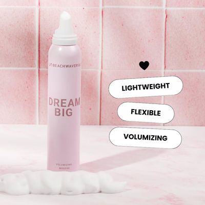 The Beachwaver Co. Haircare Dream Big Volumizing Mousse - Travel Size (1.9 Fl Oz) | Lightweight and Flexible Vegan Hair Mousse for Volume and Hold | Add Fullness to Damp or Dry Hair