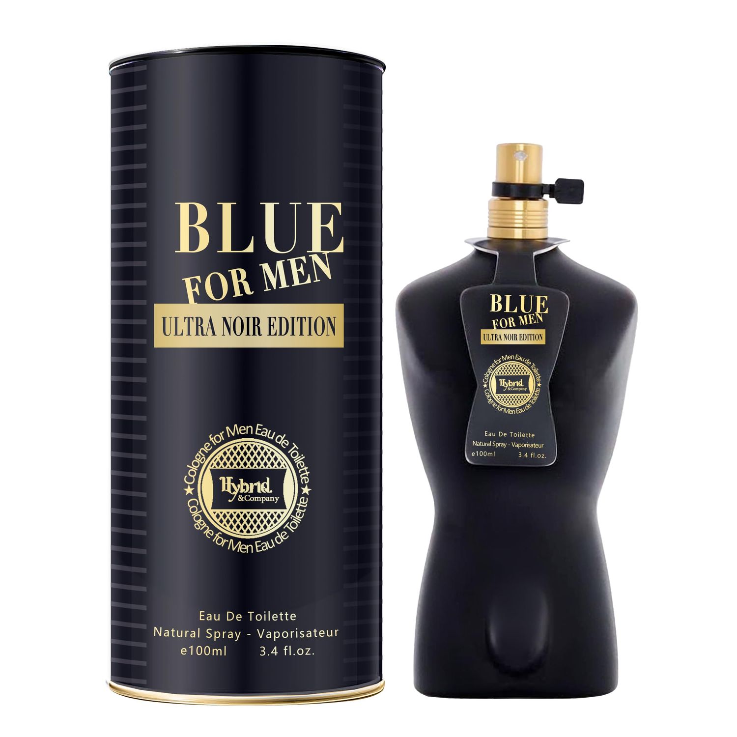 Hybrid &amp; Company Blue For Men Ultra Noir Eau De Toilette Vaporisateur Natural Spray 3.4 Fl Oz