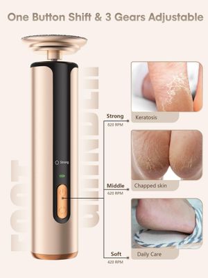 KIUCID Electric Foot Callus Remover - 2 in 1 Cordless Electric Foot File Nail Grinder,Electric Callus Remover for Feet with 3 Modes,Dry Skin Remover for Feet (Rose Gold)