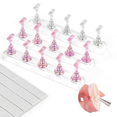 SAVILAND 3 Set Essentials Nail Holder for Painting Nails:Nail Stand for Press Ons Powerful Magnetic Nail Stand Fake Nail Stand for Nail Holder Nail Display Press on 40 Pcs Reusable Adhesive Putty Home