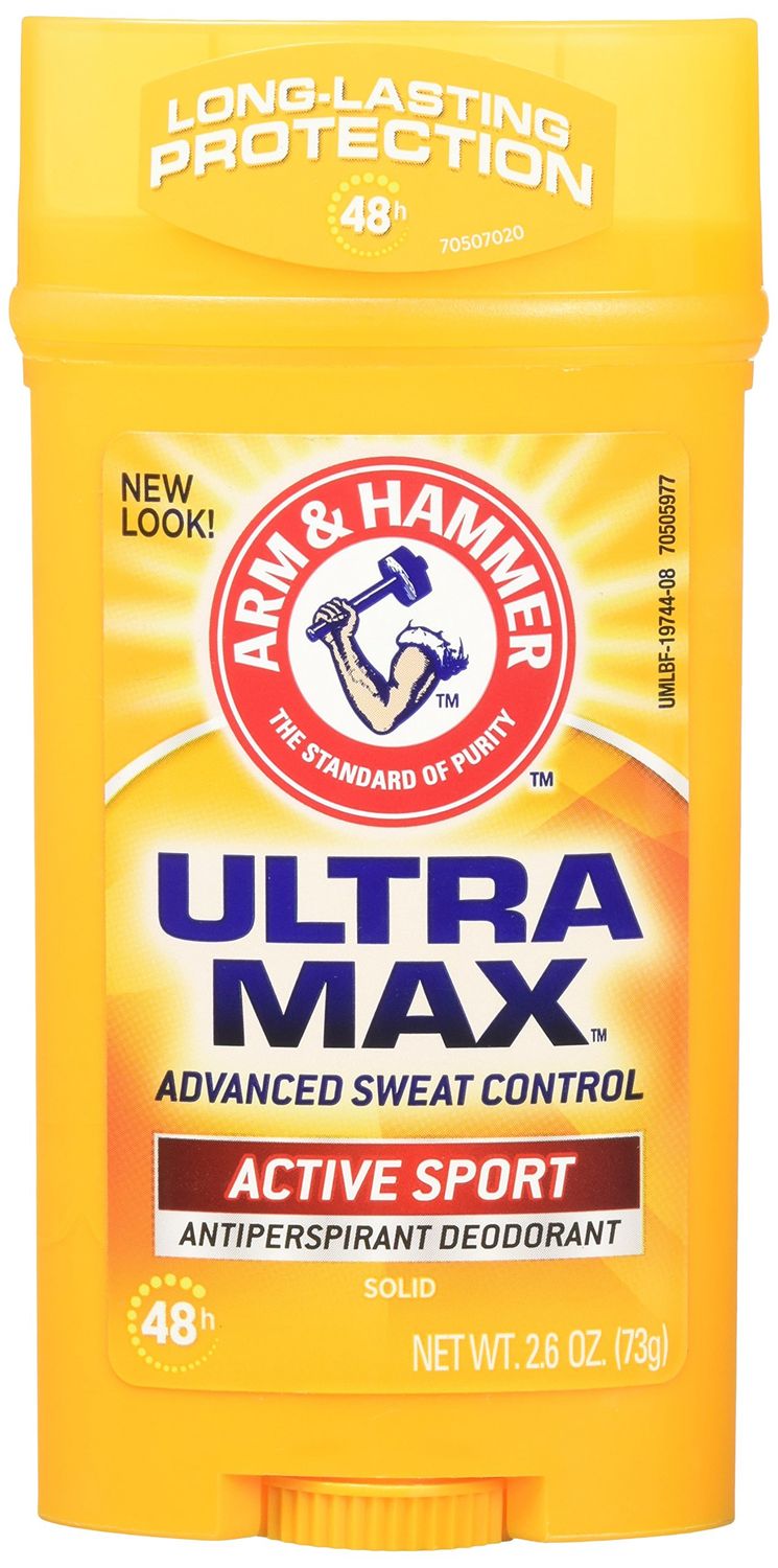 Arm &amp; Hammer Ultra Max Invisible Solid Wide Stick Antiperspirant Deodorant, Active Sport, 2.6 Ounce