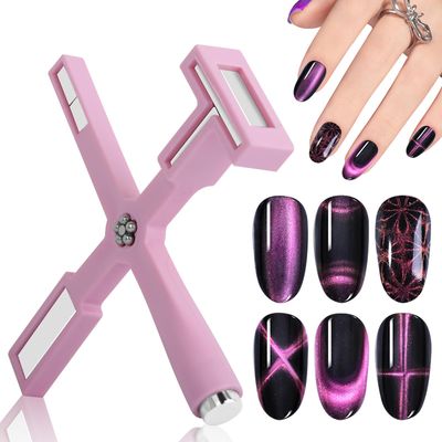 Vnjaoi Nail Magnet Set, Upgraded 5 in 1 Multi-Function Nail Magnet Pens with Silicone Protective Case, Magnetic Nail Polish Magnet Wand for Nails Cat Eye Nail Design Tools Nail Art Accessories