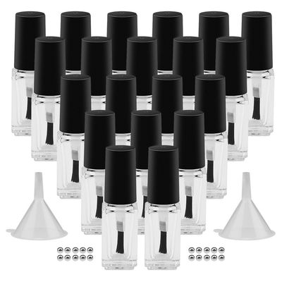 GTHER 20PCS 5ML Small Empty Nail Polish Glass Bottles with Brush Cap &amp; Funnel &amp; Mixing Balls for Nail Art Sample (Matte Black)