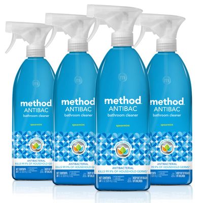 Method Antibacterial Bathroom Cleaner, Kills 99.9 of household germs, Spearmint, 28 Fl Oz, 4 pack
