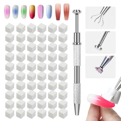 ESUOHYM 150 PCS Nail Sponges For Ombre Nail Art Supplies Brushes Design Tools Nail Tech Must Haves Accessories With 1 PCS Grab Pen for Salon