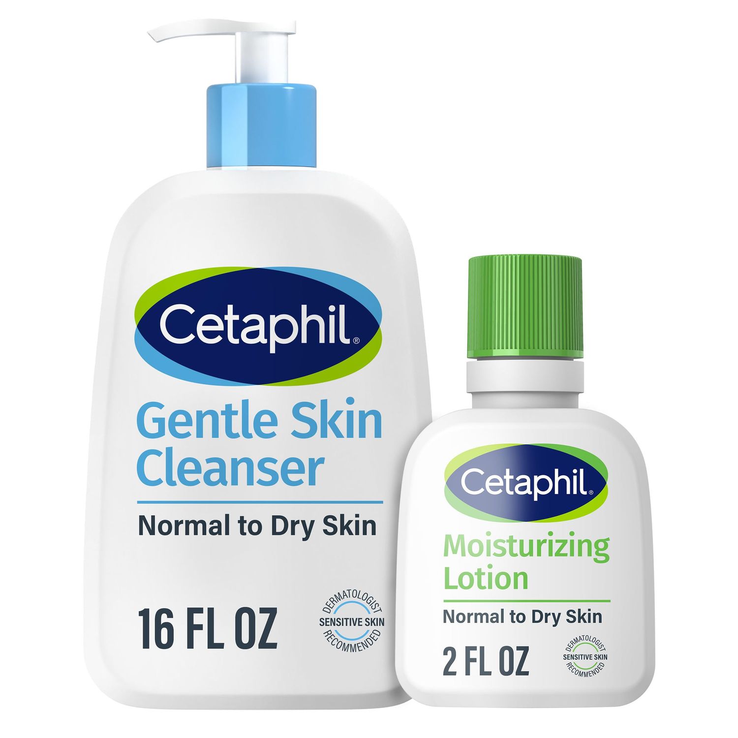 Cetaphil Face Wash, Hydrating Gentle Skin Cleanser for Dry to Normal Sensitive Skin, 16 oz Travel Size Moisturizing Lotion 2 oz