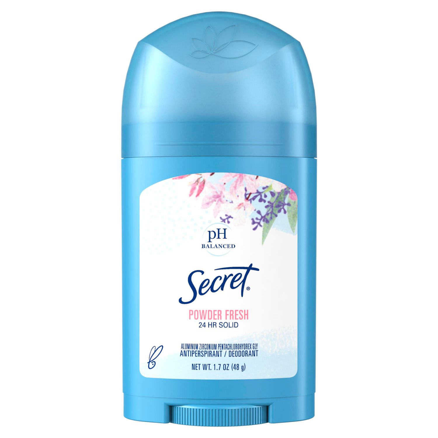 Secret Antiperspirant and Deodorant for Women, 24hr Sweat &amp; Odor Protection, PH Balanced Protection, Gentle on Skin, Wide Solid, Travel Size, Powder Fresh Scent, 1.7 oz