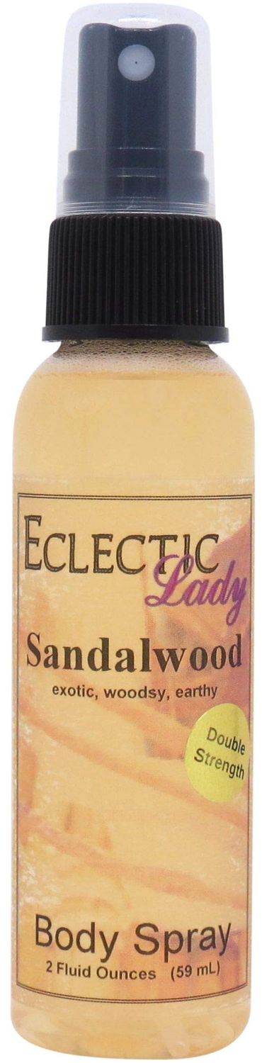 Eclectic Lady Sandalwood Body Spray, Double Strength, 2 ounces, Body Mist for Women with Clean, Light &amp; Gentle Fragrance, Cologne with Soft, Subtle Aroma For Daily Use