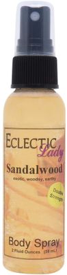 Eclectic Lady Sandalwood Body Spray, Double Strength, 2 ounces, Body Mist for Women with Clean, Light &amp; Gentle Fragrance, Cologne with Soft, Subtle Aroma For Daily Use