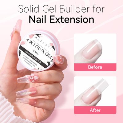 Makartt Solid Gel Builder Mini Kit for 3D Scupting DIY - 15ML 4 in 1 Nail Extension Gel,4 pcs Silicone Molds,1 Sculpting Brush,UV Glue for Acrylic Nails Rhinestones Gel Molding Manicure Hard Gel Kit