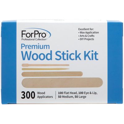 ForPro Premium Wood Stick 300 Pcs Kit, Non-Sterile, Assorted Hair Removal Waxing Applicators for Face &amp; Body, 300-Count
