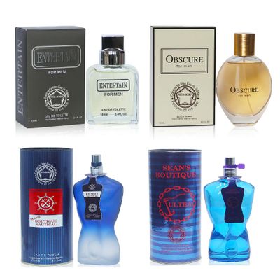 META-BOSEM 4Pc Set Cologne for Men (IntertainObsscureSean Bouticque NaticalAltra) Collection Fragrance, Eau de Toilette Spray - Masculine Scent (Pack of 4) Each 3.4 Fl Oz, Total 13.60 Oz