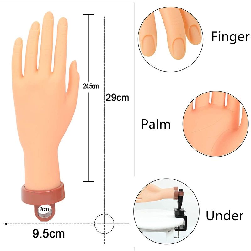 Nail Practice Hand for Acrylic Nails, Mannequin Hands for Nails Practice, Flexible Fake Hands to Practice Fake Nails Bendable Fake Hand Manicure Practice Hands Nail Art Training Hand 1Pc