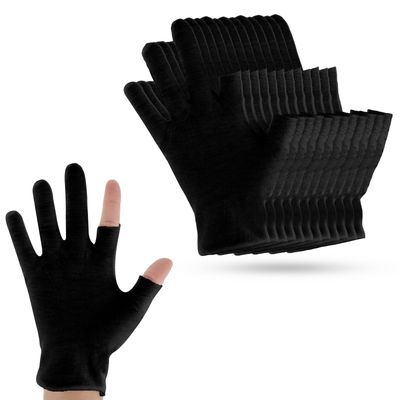 Dimeho 6 Pairs Moisturizing Cotton Gloves Touchscreen Overnight Sleeping Gloves Lightweight Nighttime Lotion Gloves for Bedtime Dry Hand Therapy Sensitive Irritated Skin SPA (Black)