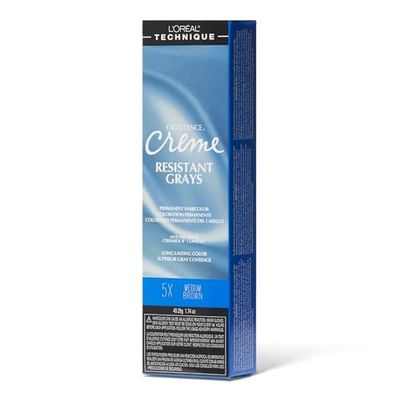 LOREAL TECHNIQUE Excellence Crme Resistant Grays Permanent Hair Color - Max Coverage on Resistant Grays, Rich Crme No-Drip Formula &amp; Patented Gray Seeking Dyes For All Hair Types, 5x Medium Brown