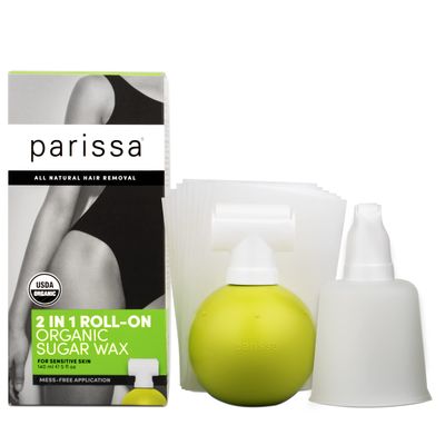 Parissa Organic Roll-On Sugar Wax Kit for At-Home Waxing, 100 Natural, Sensitive Skin, Gentle &amp; Washable Formula