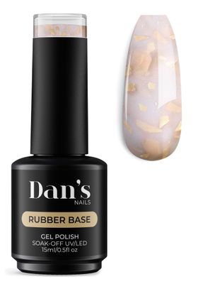 Dans Nails Milky White with Gold Glitter Flakes Rubber Base Gel Coat Color | Soak off UV/LED Lamp for professional Russian Manicure