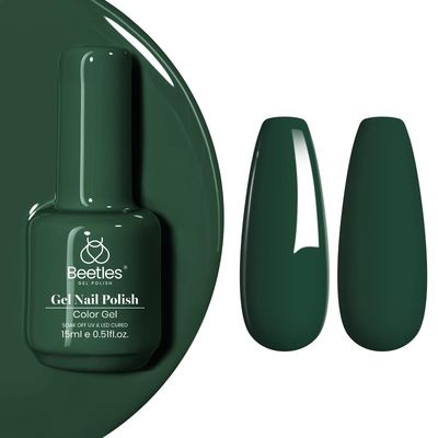 Beetles Green Gel Nail Polish 15ml 0.51 Fl Oz Dark Green Gel Nail Polish Soak Off U V LED Nail Lamp Nail Art Manicure Salon DIY Home