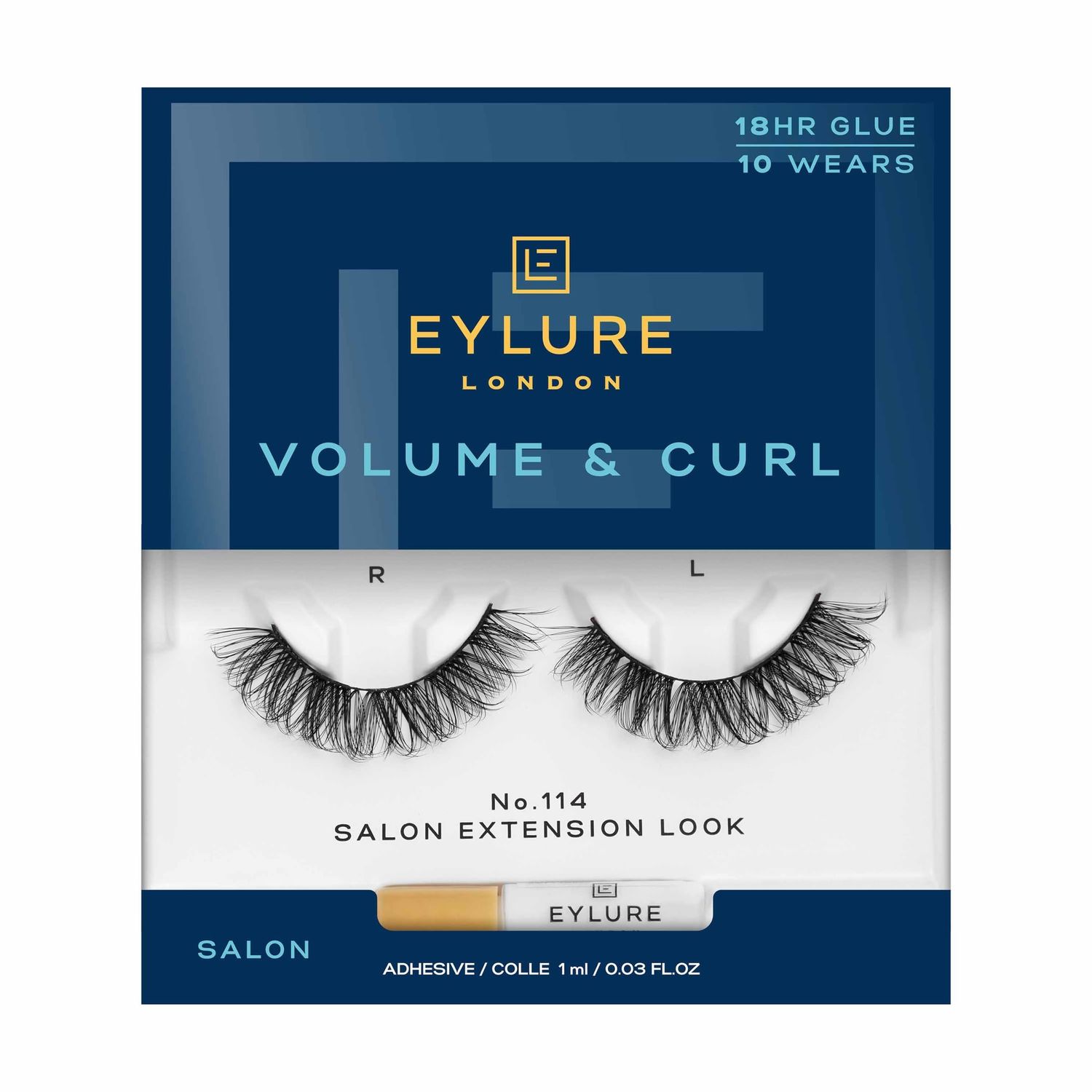 Eylure Salon Extension Look False Eyelashes, Volume No. 114, 1 Pair