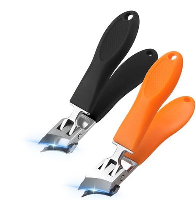 2PCS Wide Jaw Opening Anti-Splash Slanted Nail Clipper, 2025 Upgrade Ultra Sharp Large Slanted Stainless Steel Toe Nails Clippers Long Handle Curved Blade for Thick Nails