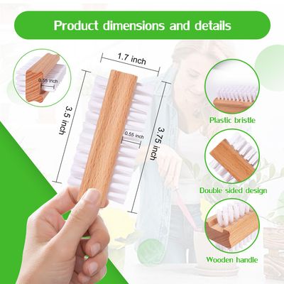 SAMEBUTECO Wood Nail Clean Brush Two-Side Nail Brush with Stiff Bristle Deep Clean Under Nails Fingernails for Nail Art and Industrial Repair Job Included Automotive Works Nail Brush 2 Packs