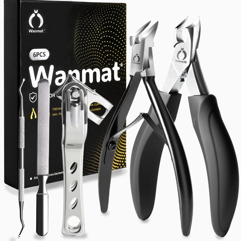 5 in 1 Professional Toenail Clippers for Thinck &amp; Ingrown Nails, Upgraded Podiatrist Toe Nail Clippers for Men, Sharp Blade Nail Cutter Set, Wanmat
