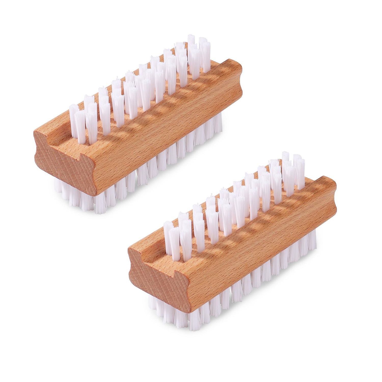 SAMEBUTECO Wood Nail Clean Brush Two-Side Nail Brush with Stiff Bristle Deep Clean Under Nails Fingernails for Nail Art and Industrial Repair Job Included Automotive Works Nail Brush 2 Packs
