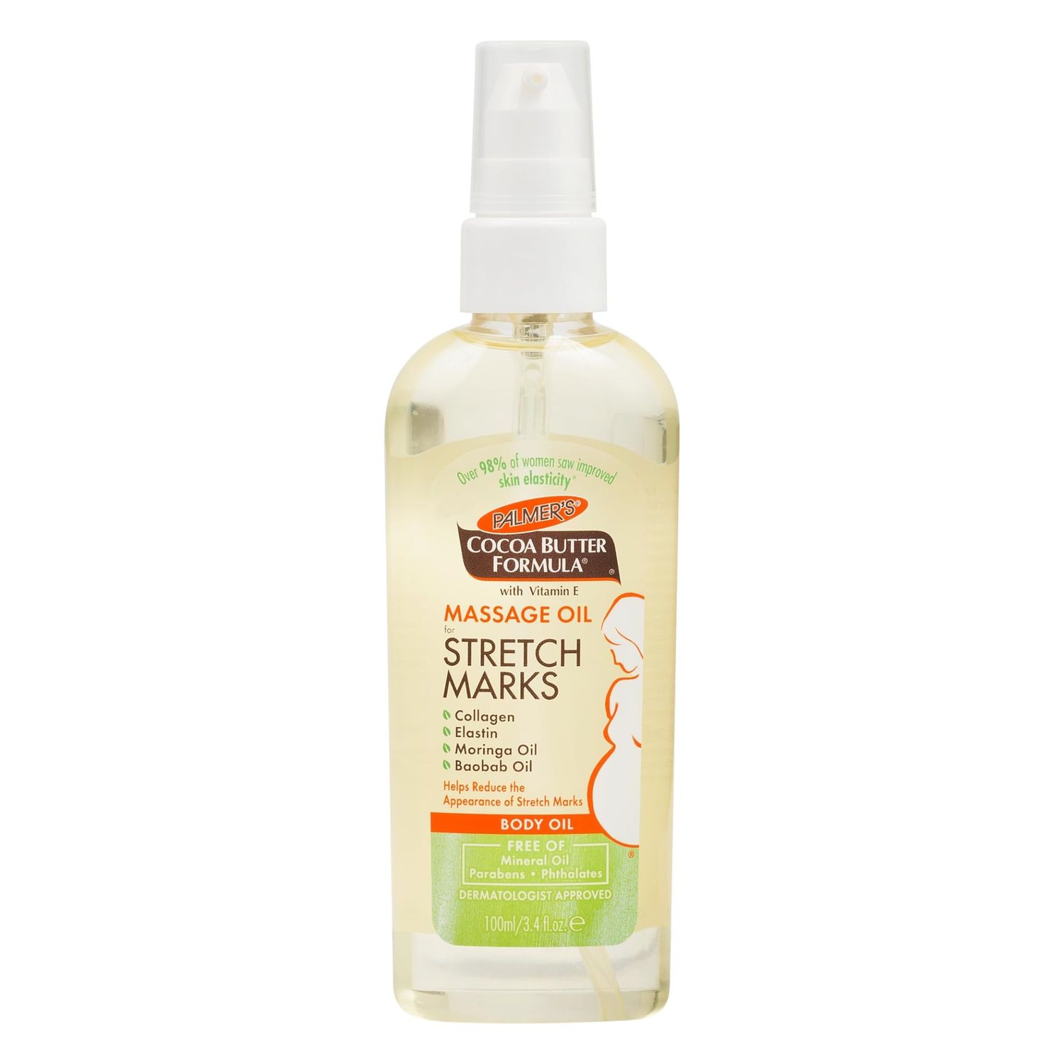 Palmers Cocoa Butter Formula Massage Oil for Stretch Marks and Pregnancy Skincare, 3.4 Ounces