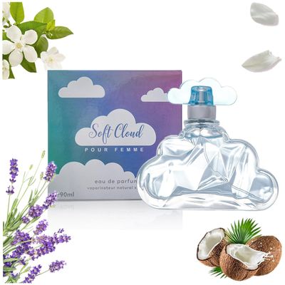 Generic Soft Cloud Eau De Parfum for Women, 90Ml, Dreamy Fragrance with Lasting Impression, Romantic Cloud Shaped with Notes of Coconut, Lavender, Vanilla &amp; Pear